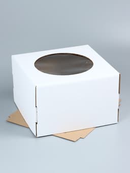 Коробка под торт, с окном, белая, 30×30×19 см