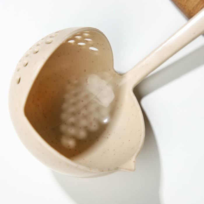 Половник-шумовка Доляна, 27 см, бежевый