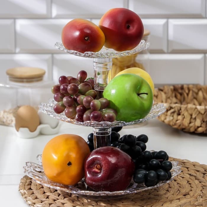 Этажерка для фруктов Альтернатива «Мелодия», 3-х ярусная, d=16 см, 21 см, 27 см, пластик, прозрачная