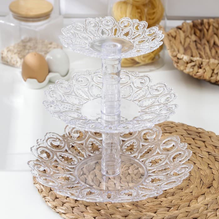 Этажерка для фруктов Альтернатива «Мелодия», 3-х ярусная, d=16 см, 21 см, 27 см, пластик, прозрачная