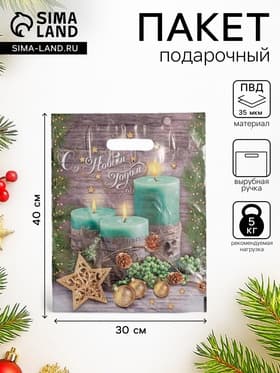 Пакет подарочный новогодний «Святки», полиэтиленовый с вырубной ручкой, 30×40 см