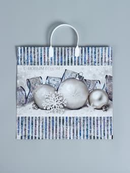 Пакет новогодний «Лёд», полиэтиленовый с пластиковой ручкой, 38×35 см