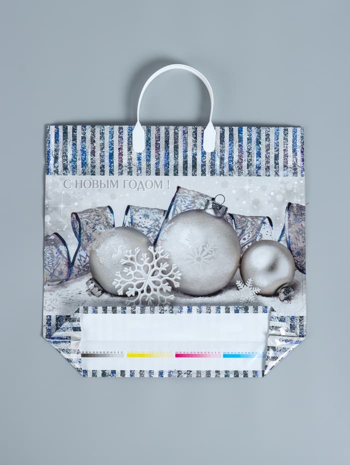 Пакет новогодний «Лёд», полиэтиленовый с пластиковой ручкой, 38×35 см