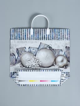 Пакет новогодний «Лёд», полиэтиленовый с пластиковой ручкой, 38×35 см