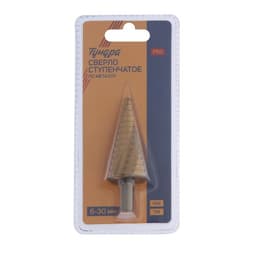 Сверло ступенчатое ТУНДРА ПРОФИ, HSS, TiN, спиральный профиль, трехгранный хвостовик, 6-30 мм