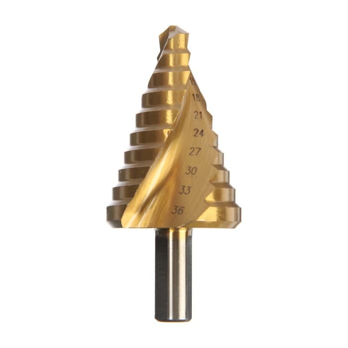 Сверло ступенчатое ТУНДРА ПРОФИ, HSS, TiN, спиральный профиль, трехгранный хвостовик, 9-36 мм