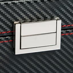 Шкатулка для часов 10 отделений «Карбон с красной строчкой», с замком, искусственная кожа, 8×28×21 см