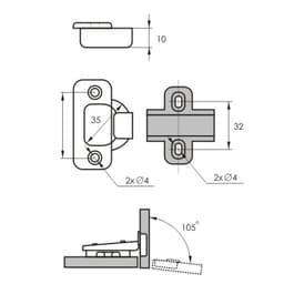 Петля мебельная 1109, накладная с доводчиком Clip-on