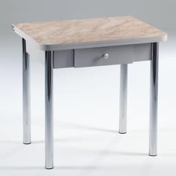 Стол ломберный с ящиком, 790(1180)х590×750 мм, цвет хром/пластик змеевик бежевый