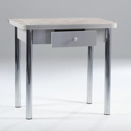 Стол ломберный с ящиком, 790(1180)х590×750 мм, цвет хром/пластик змеевик бежевый