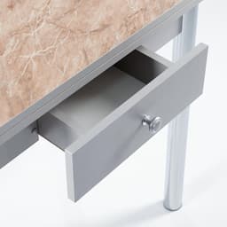 Стол ломберный с ящиком, 790(1180)х590×750 мм, цвет хром/пластик змеевик бежевый