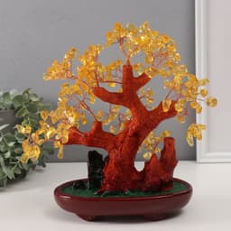 Бонсай декоративный «Янтарное денежное дерево», 246 камней, 25×22×11 см