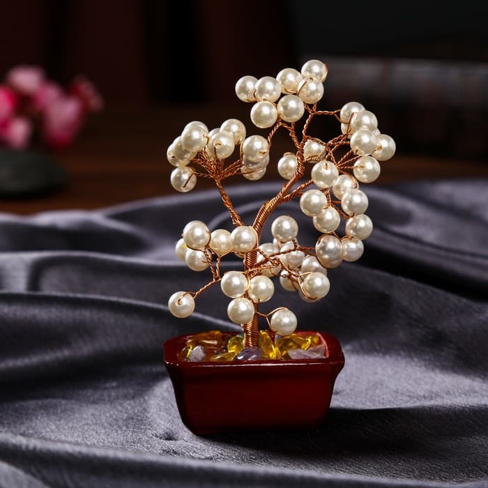 Бонсай декоративный «Жемчужное денежное дерево», 60 шт., 16.5×10×5.5 см, МИКС