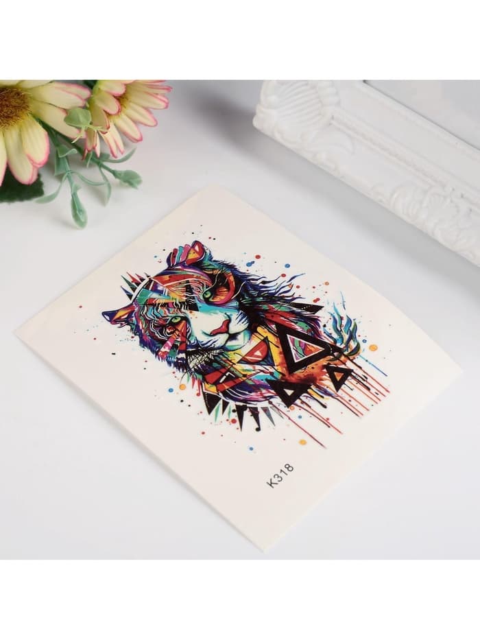 Переводная тату на тело цветная «Тигр», 10×8 см