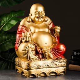 Копилка для денег «Хотей сидит», гипс, бронза, красный, 32×25×51 см