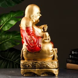 Копилка для денег «Хотей сидит», гипс, бронза, красный, 32×25×51 см