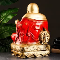 Копилка для денег «Хотей сидит», гипс, бронза, красный, 32×25×51 см