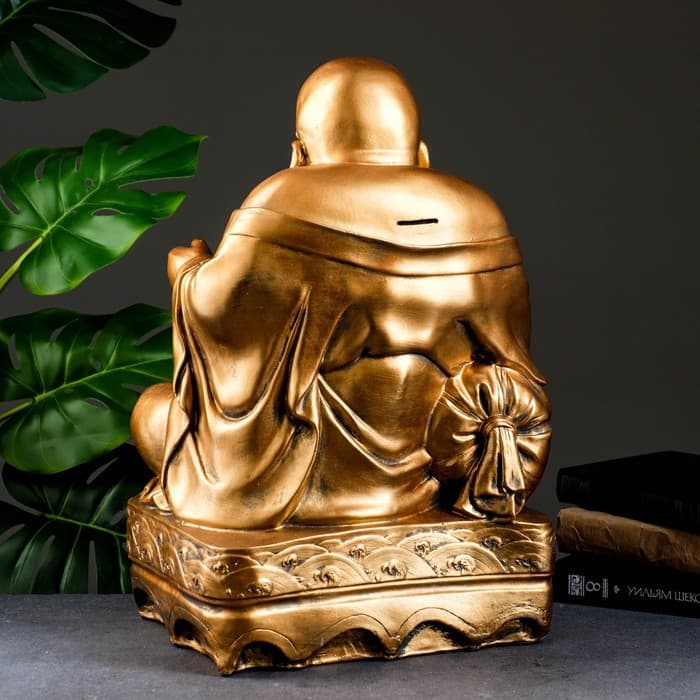 Копилка для денег «Хотей сидит», гипс, бронза, 32×25×48 см