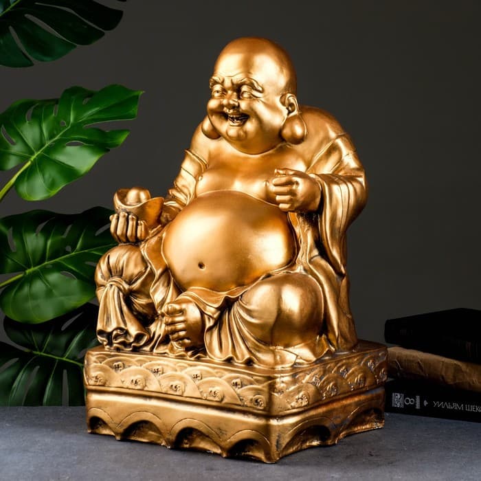 Копилка для денег «Хотей сидит», гипс, бронза, 32×25×48 см