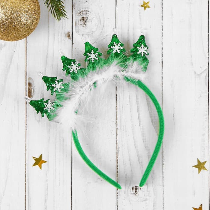 Ободок новогодний карнавальный «Ёлочки», световой