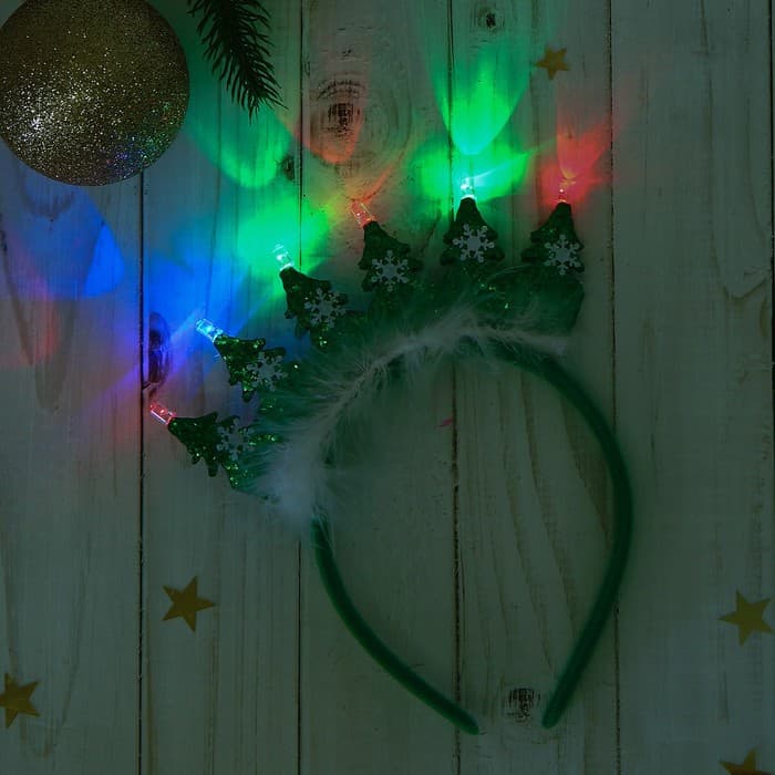 Ободок новогодний карнавальный «Ёлочки», световой