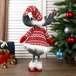 Кукла интерьерная "Лосик в шубке с зимними узорами" 56х19х20 см