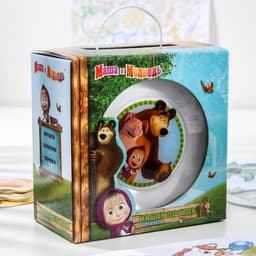 Набор посуды детский «Маша и Медведь. Добрый день», 3 предмета: кружка 250 мл, салатник d=13 см, тарелка d=19.5 см, стекло