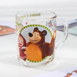 Набор посуды детский «Маша и Медведь. Добрый день», 3 предмета: кружка 250 мл, салатник d=13 см, тарелка d=19.5 см, стекло