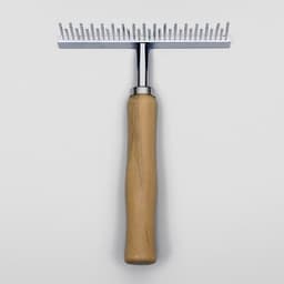 Расчёска-грабли для шерсти Wood, 12.5×9.5 см, с зубьями разной длины, деревянная ручка