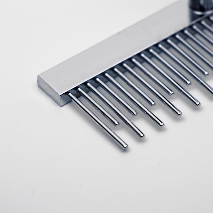 Расчёска-грабли для шерсти Wood, 12.5×9.5 см, с зубьями разной длины, деревянная ручка