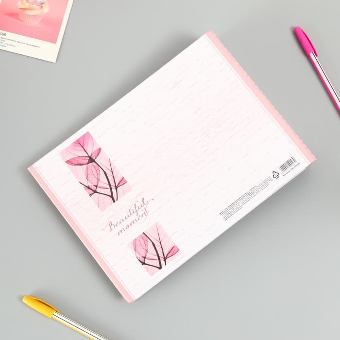 Фотоальбом на кольцах 25 листов «Beautiful moment сердце», с уголками, 27×19 см