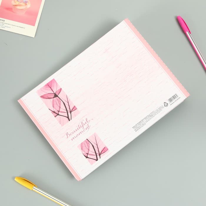 Фотоальбом на кольцах 25 листов «Beautiful moment сердце», с уголками, 27×19 см