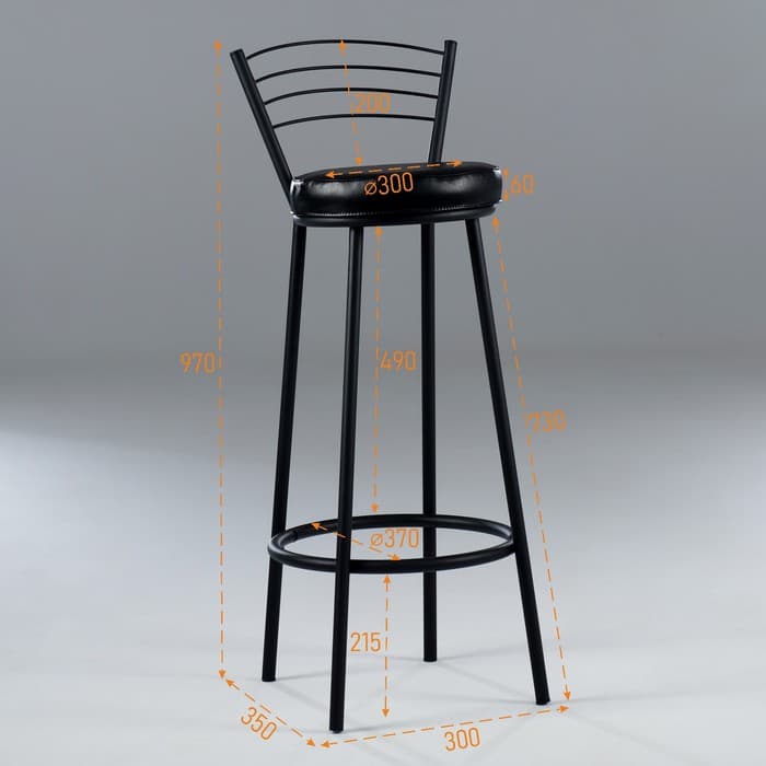Стул барный «Клик Мебель. Бари премиум», искусственная кожа, цвет чёрный