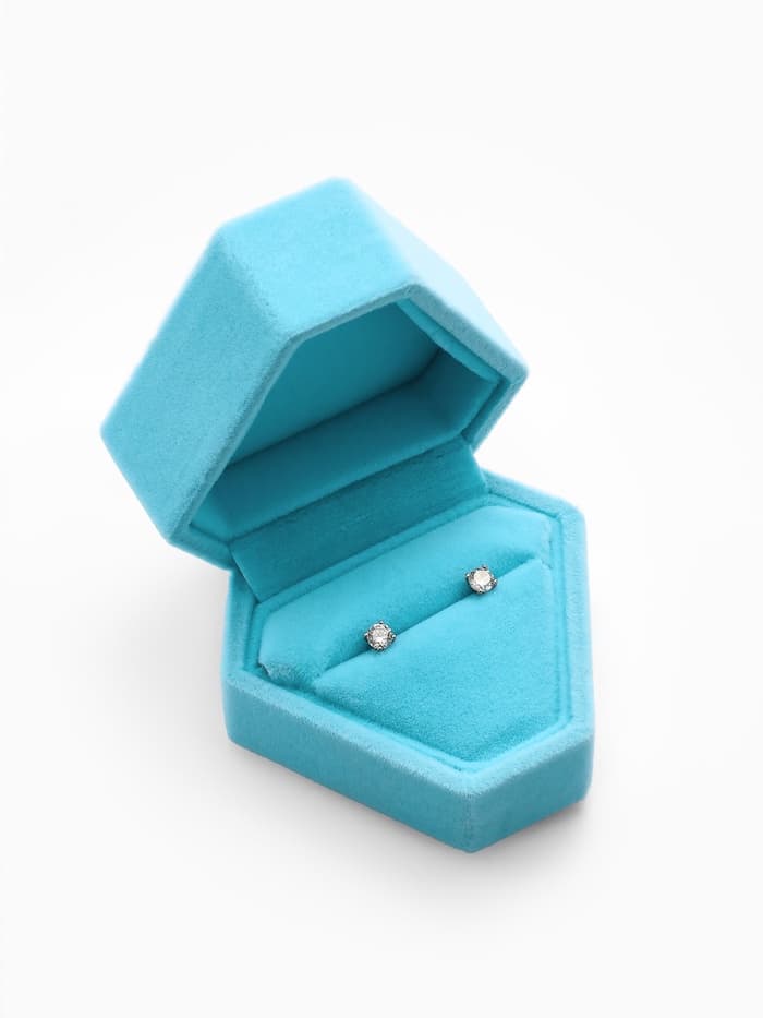 Футляр под серьги, кольцо «Кристалл», бархатный, 6.5×6 см, голубой