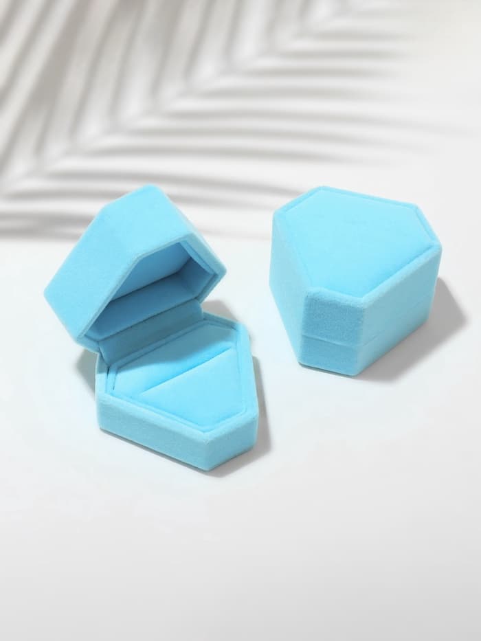 Футляр под серьги, кольцо «Кристалл», бархатный, 6.5×6 см, голубой