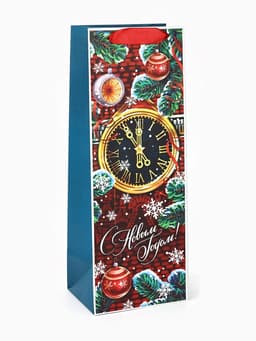 Пакет подарочный под бутылку «С Новым годом», 13×35×10 см