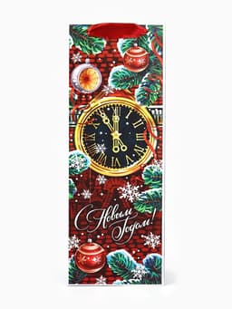 Пакет подарочный под бутылку «С Новым годом», 13×35×10 см