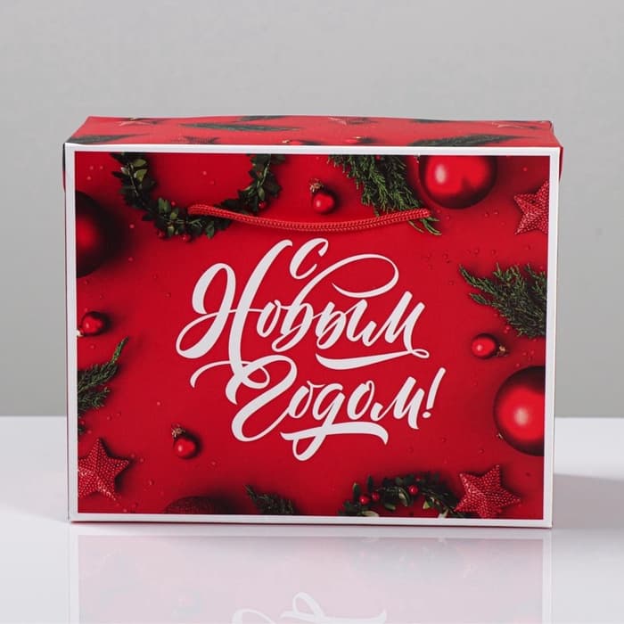 Пакет - коробка подарочный новогодний «Счастья в новом году!», 23×18×11 см