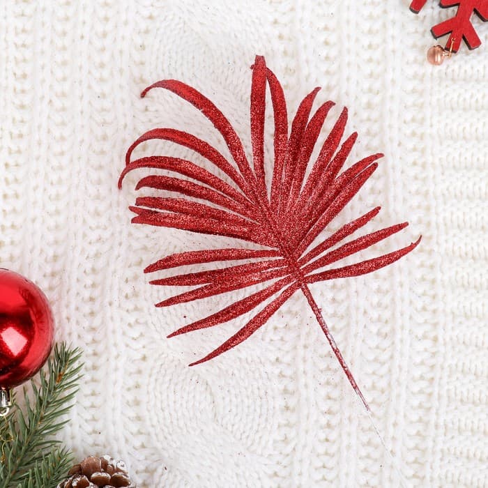 Декор блеск «Листья пальма», h=20 см, МИКС