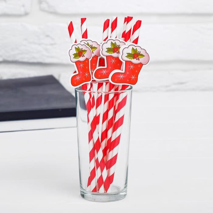 Трубочки для коктейлей одноразовые «Носочек», набор 10 шт.