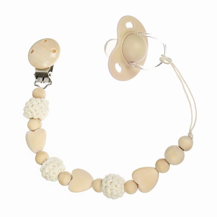 Держатель для соски - пустышки M&B «Сердце», деревянный, бежевый