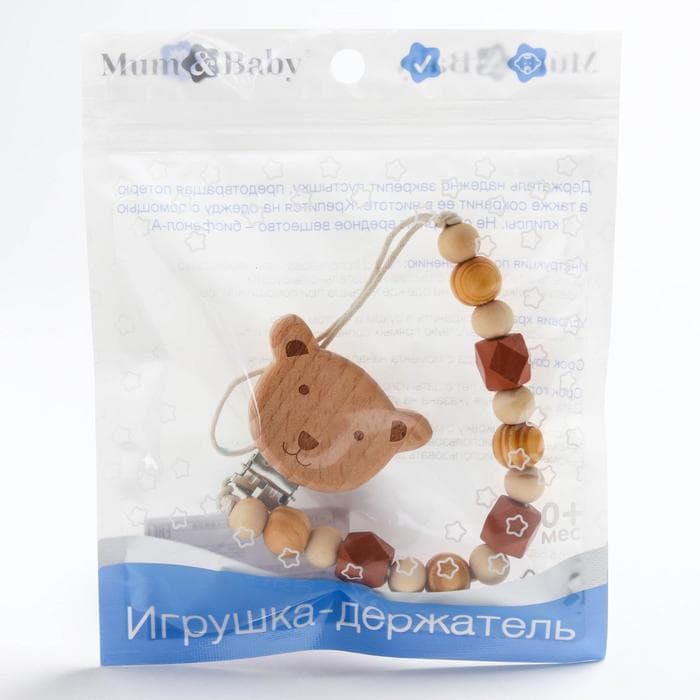 Держатель для соски - пустышки «Мишка», деревянный
