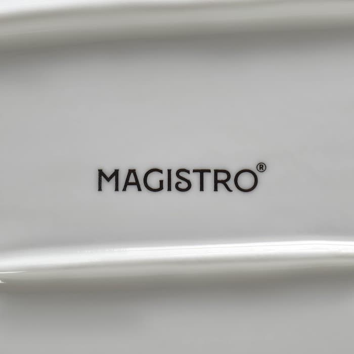 Блюдо фарфоровое с соусником Magistro «Бланш», 28×12.5 см, белое
