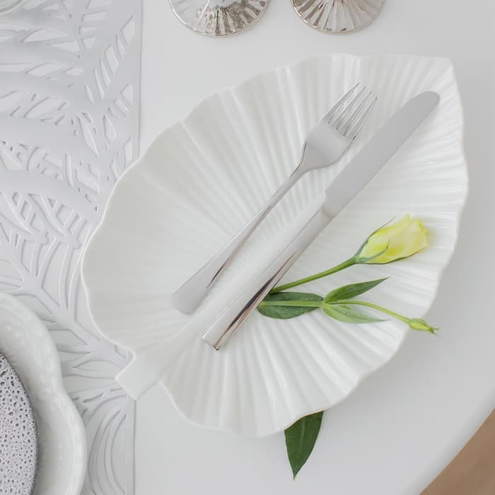 Блюдо Magistro «Лист Бланш», 31×22×3.5 см, фарфор, белое
