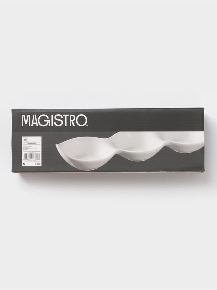 Менажница Magistro «Бланш», 3 ячейки, 28×8.5×4.5 см, фарфор, белая