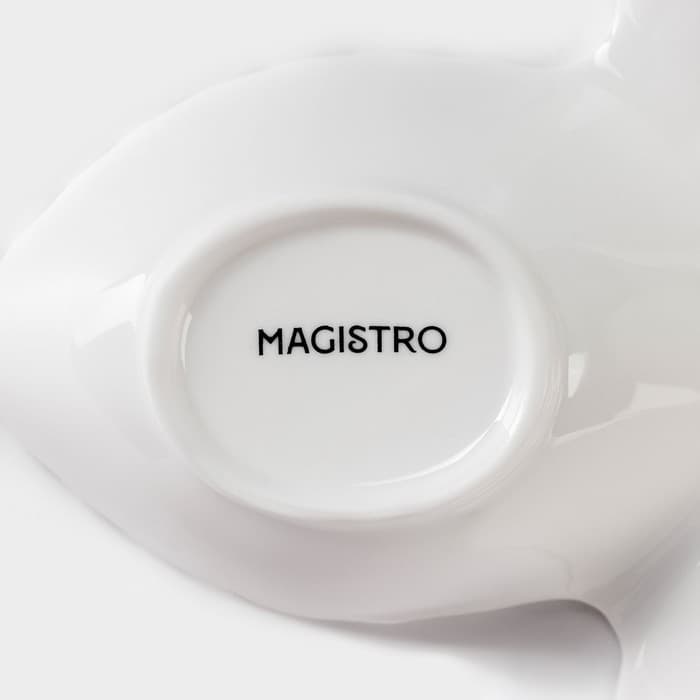 Менажница 4 ячейки Magistro «Лист Бланш», 27×4 см, фарфор, белая