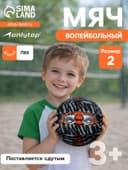 Волейбольный мяч ONLYTOP «Тигр», машинная сшивка, 18 панелей, размер 2, PVC