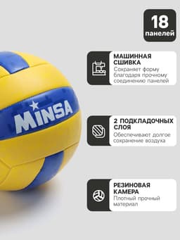 Волейбольный мяч MINSA, машинная сшивка, 18 панелей, р. 5, PVC