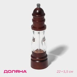 Мельница для специй Доляна «Эстет», 22×5.5 см, керамический механизм, дуб, коричневая