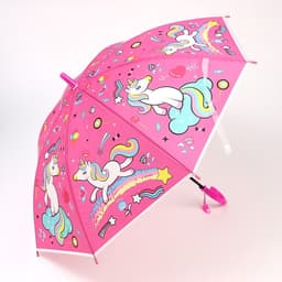 Зонт - трость детский «Радужный единорог», полуавтоматический, 8 спиц, R=39/47 см, d=78 см, МИКС